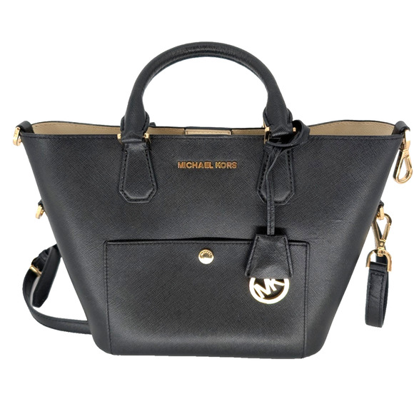 Michael Kors Greenwich Saffiano Pebbled Leather Top Handle Tote Handbag Back - Picture 1 of 14